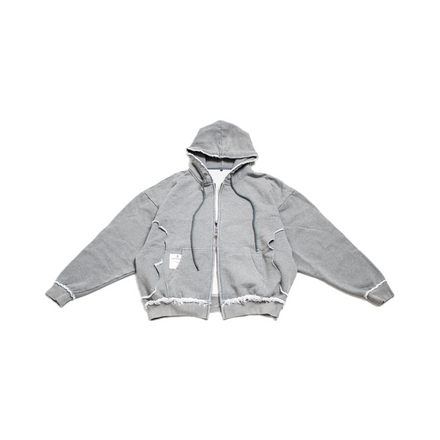Missing Pieces Zip-Up Hoodie - Light Grey